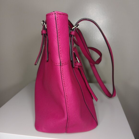 Calvin Klein Ash Tote Bag Faux Saffiano Leather Hot Pink Tote Bag Purse - Picture 7 of 11